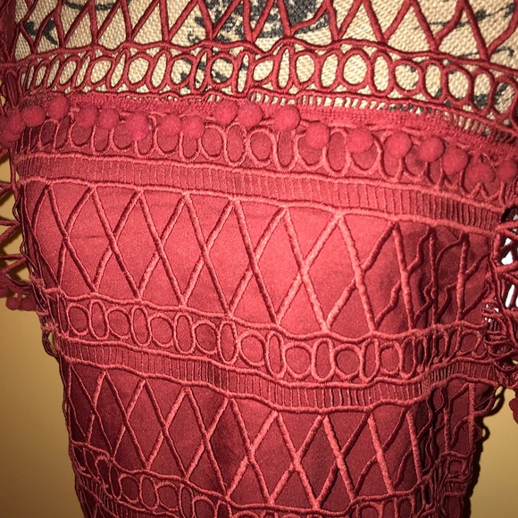 TULAROSA RED POMPOM MINI TUNIC DRESS - Picture 4 of 8